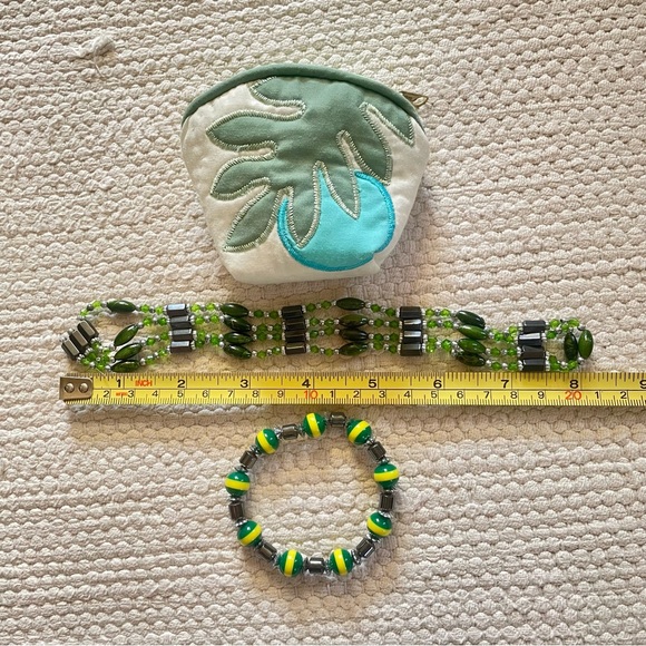 MAGNETIC Hematite Jewelry Green Colored Beads Necklace Bracelet Adjustable Wrap - Picture 4 of 6